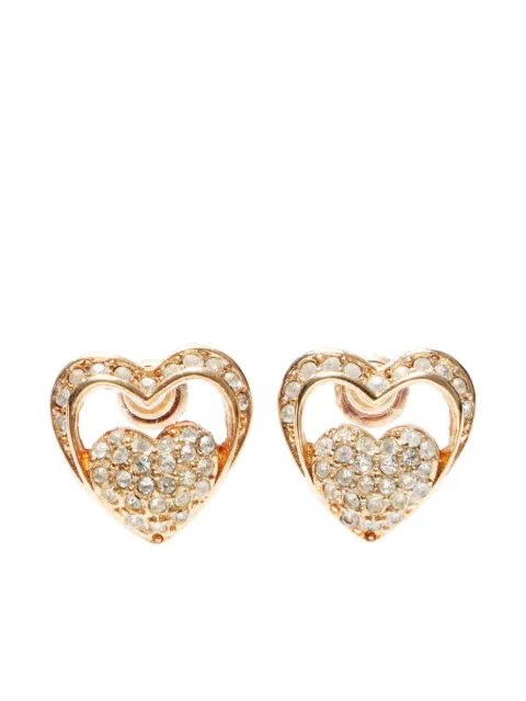 Christian Dior Pre-Owned aretes con motivo de corazón y detalles de strass