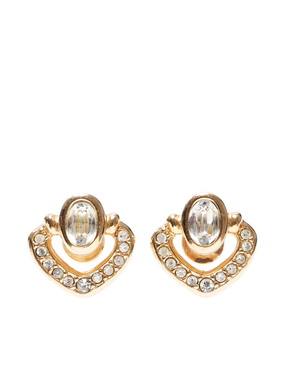 Christian Dior Pre-Owned aretes con detalles de strass | dorado | Image 1