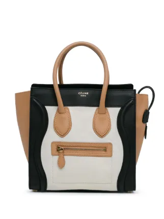 Celine Pre Owned 2011 Micro Tricolor Luggage Tote Satchel Tasche Braun FARFETCH DE