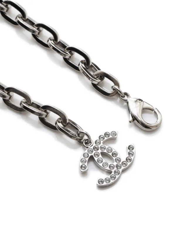 CHANEL Pre Owned 2017 CC rhinestone embellished Belt Silver FARFETCH PT