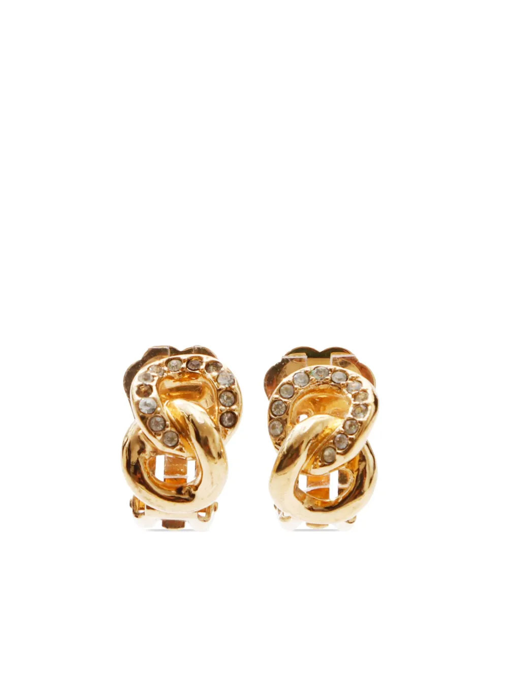 Christian Dior Pre-Owned rhinestone clip-on earrings | Gold | Image 1