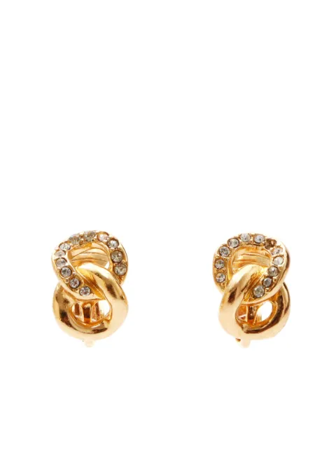 Christian Dior Pre-Owned aretes de clip con detalles de strass