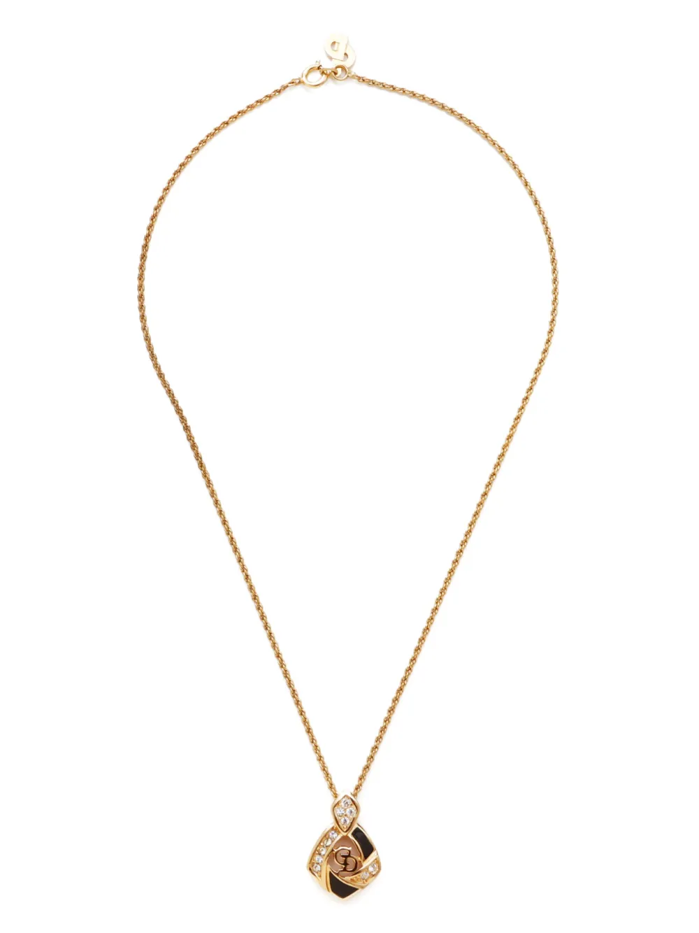 Christian Dior Pre-Owned rhinestone logo necklace | Gold | Image 1