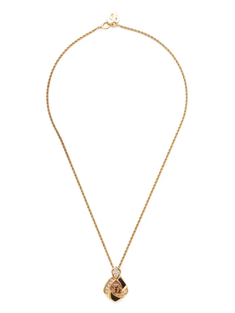 Christian Dior Pre-Owned rhinestone logo necklace