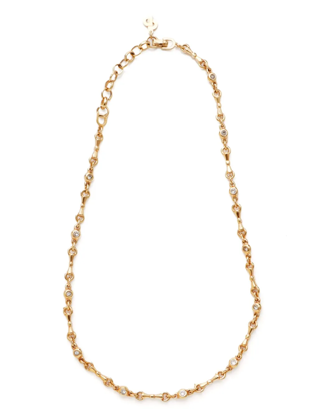 Christian Dior Pre-Owned rhinestone chain necklace - Gold