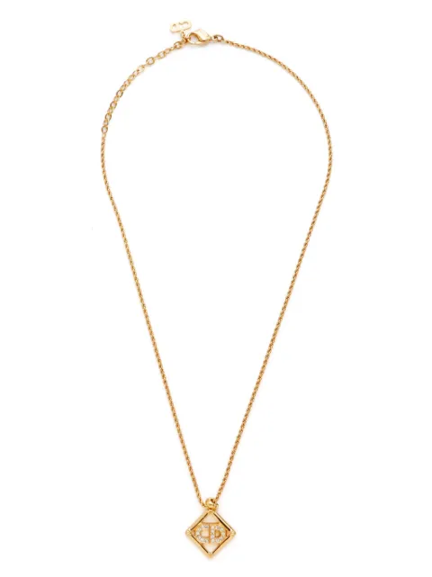 Christian Dior Pre-Owned logo rhinestone necklace