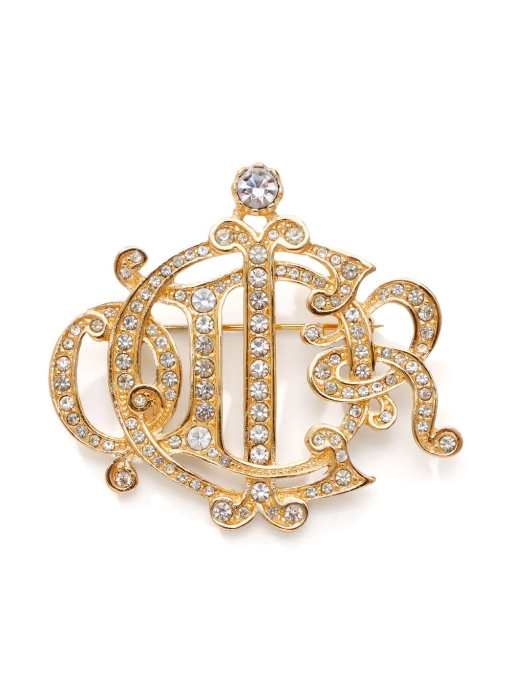 logo rhinestone brooch