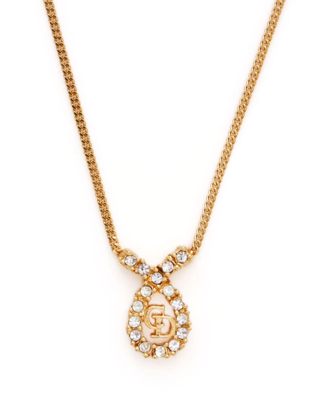 Christian Dior Pre-Owned rhinestone logo necklace - Goud