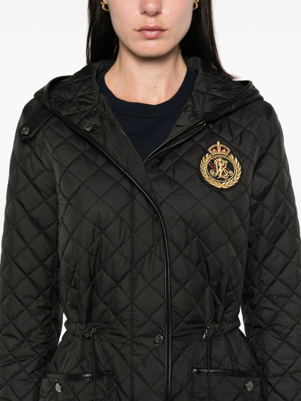 Shop Lauren Ralph Lauren Logo-patch Parka Coat In Black