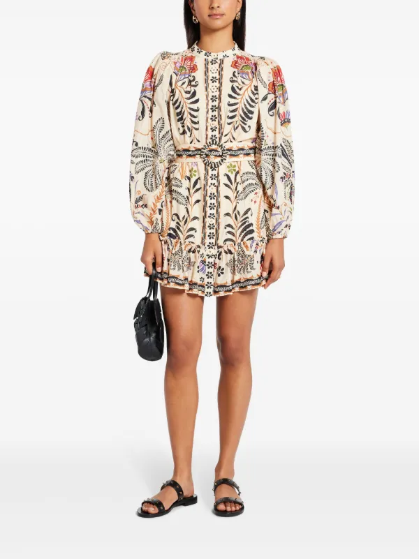 FARM Rio botanical-print Mini Dress | Neutrals | FARFETCH