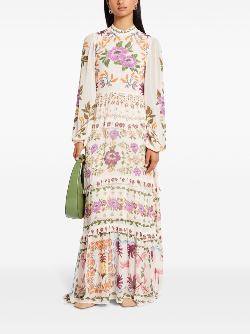 Shop Farm Rio Floral-print Maxi Dress In Nude