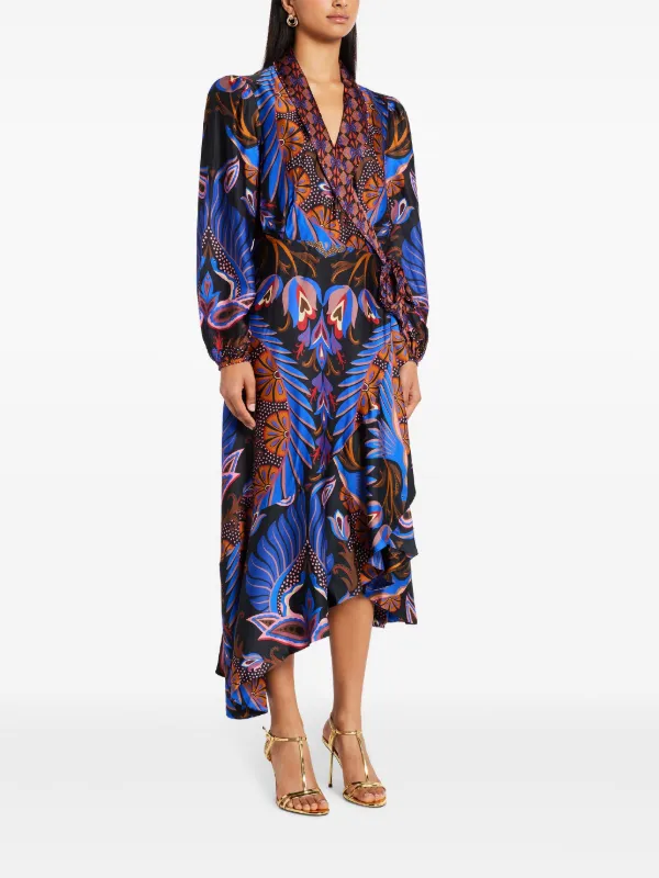farm rio asymmetrical dress Blue Anthurium Garden Asymmetric Midi Skirt  FARM Rio