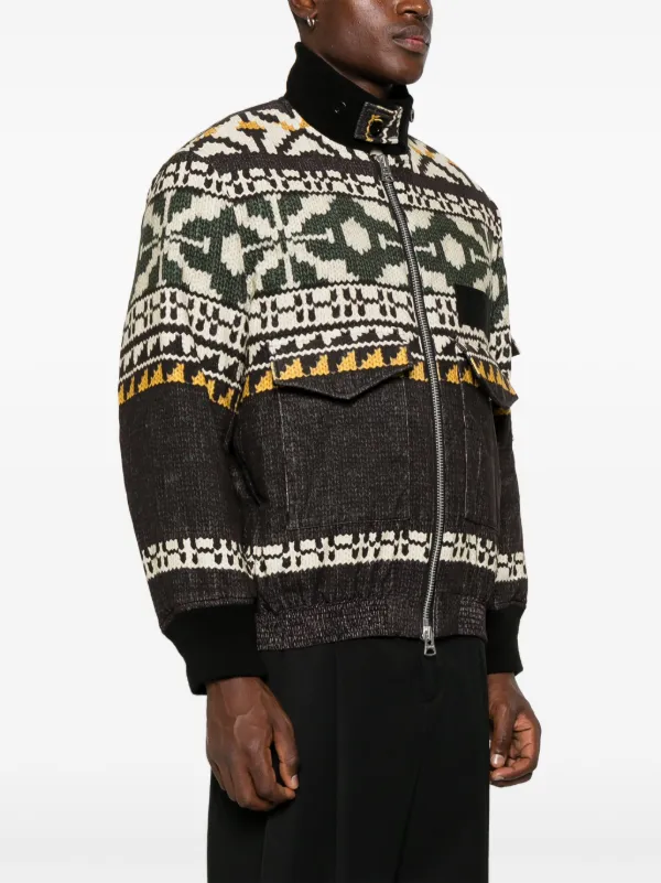Gray Bandana Print Bomber Jacket by sacai on Sale