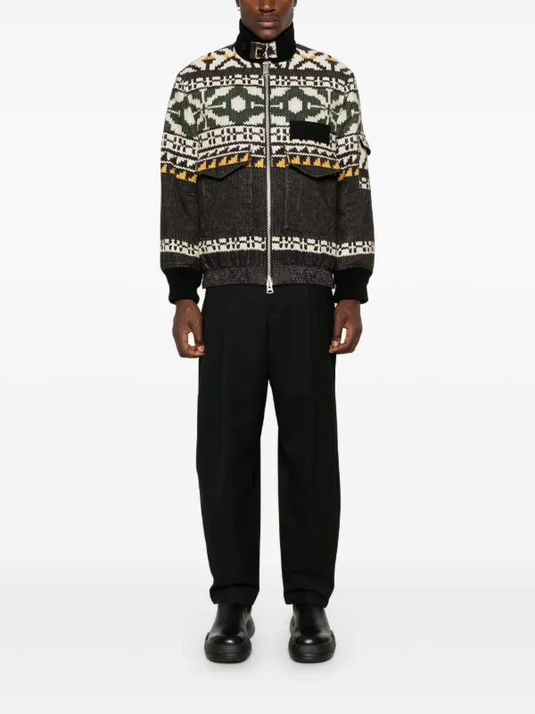 Sacai Fair isle-print Jacket | Neutrals | FARFETCH