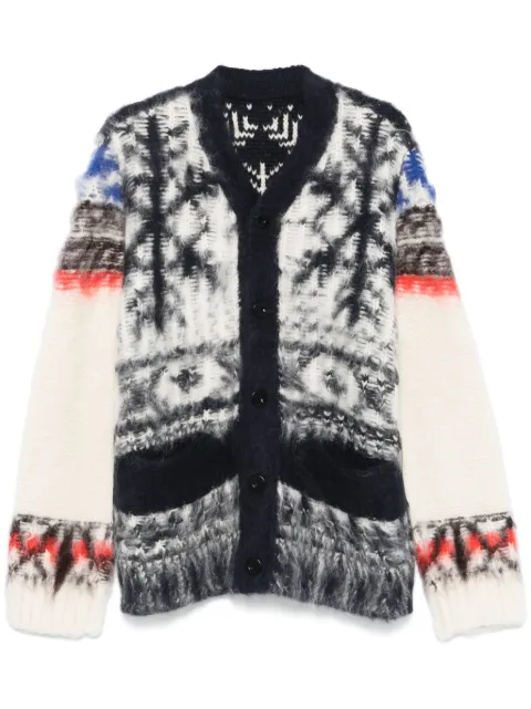 sacai cárdigan tejido de intarsia