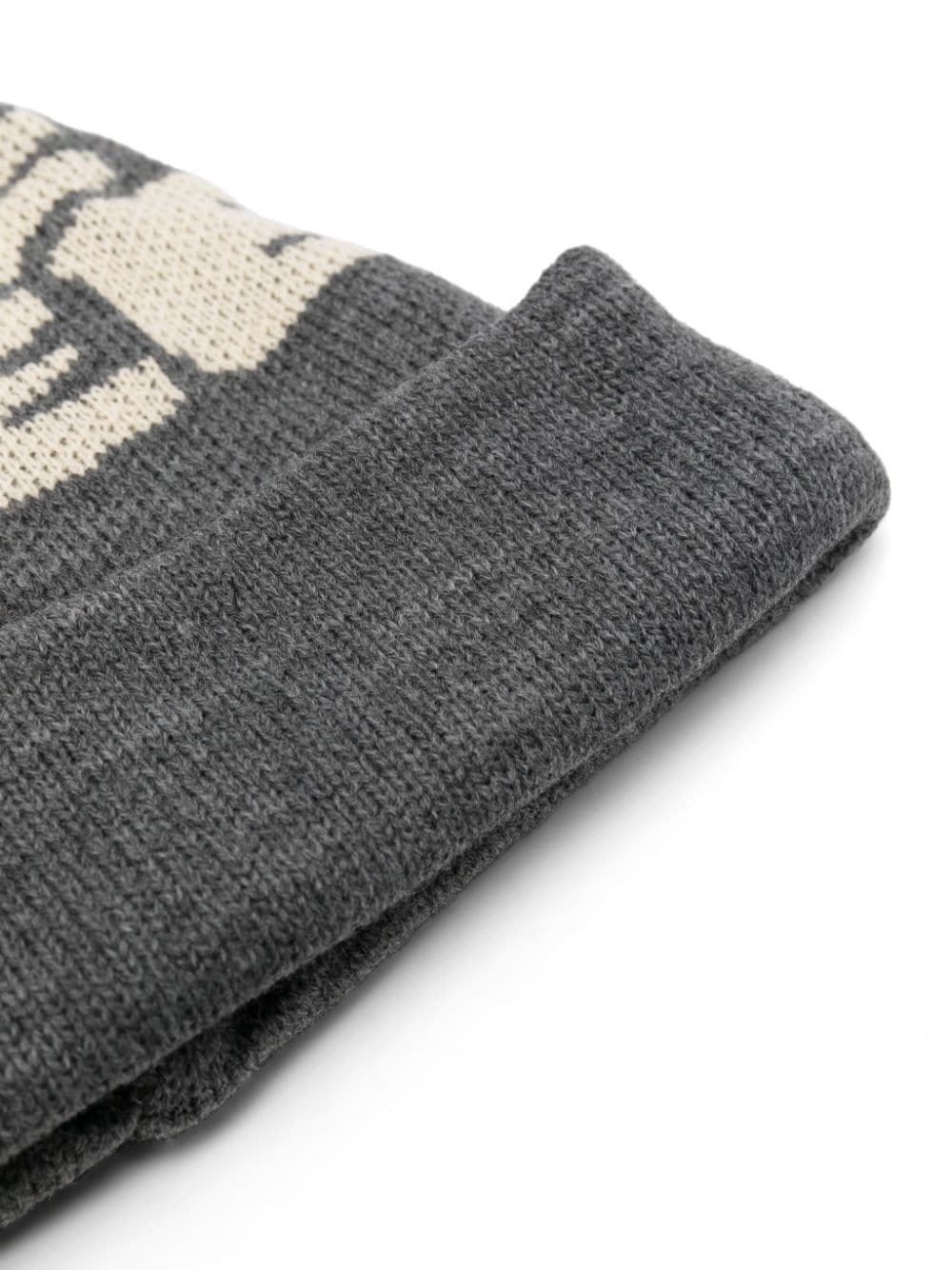 Shop Comme Des Garçons Shirt Intarsia-knit Beanie Hat In Grey