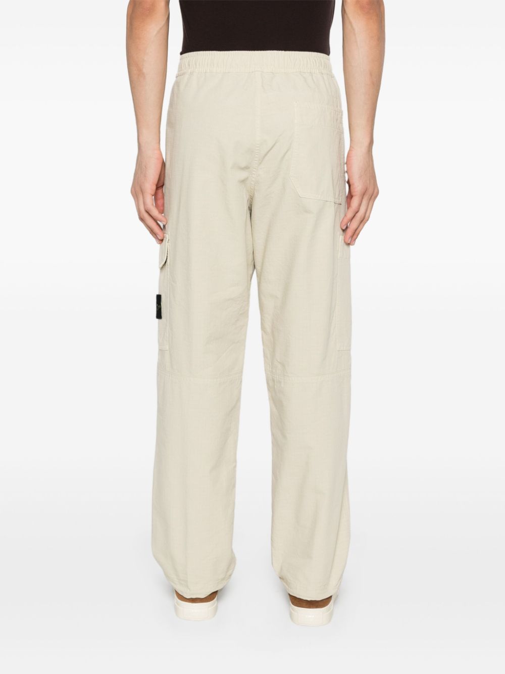 Shop Stone Island Cotton Ripstop Trousers In Neutrals