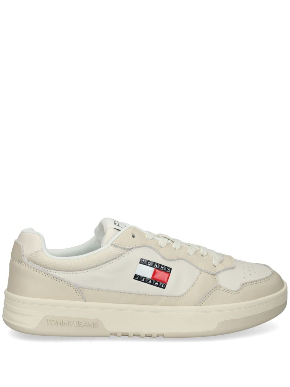 Tommy Jeans Tweekleurige leren sneakers Beige