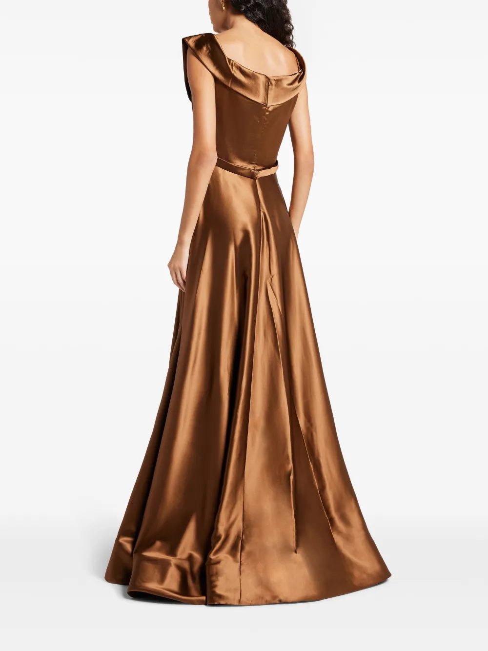 Basix Black Label Draped-bodice Gown In Brown