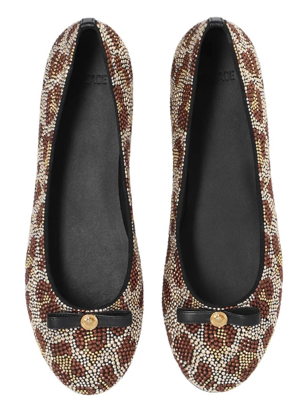 Versace Pattern Ballet Shoes In Brown