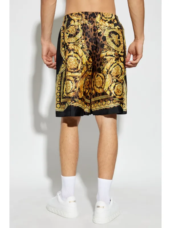 Versace Barocco Silk Shorts | Yellow | FARFETCH