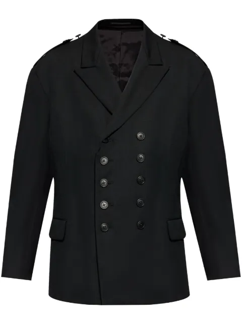Yohji Yamamoto 울 더블 브레스티드 블레이저