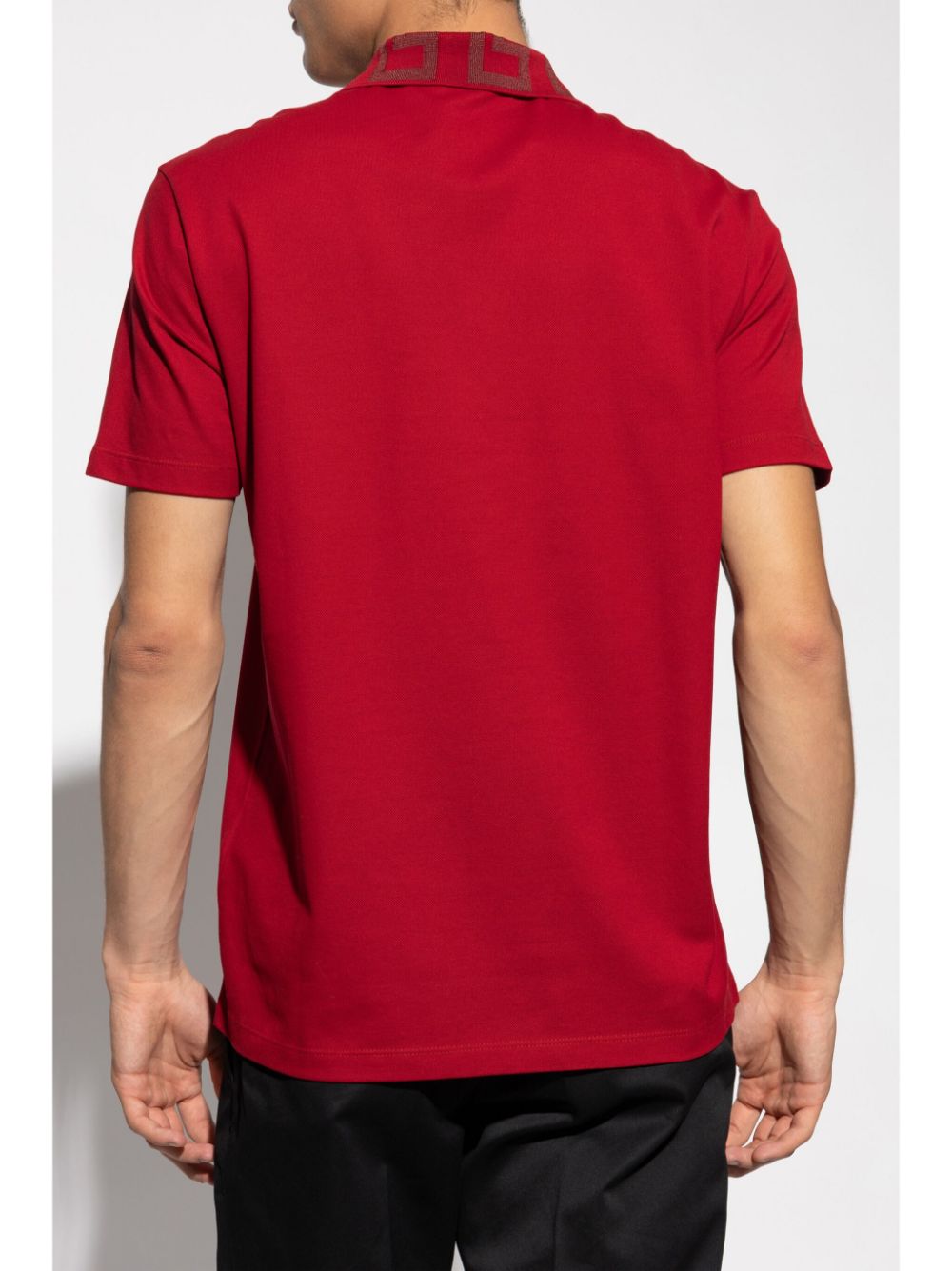 Shop Versace Greca Polo Shirt In Red