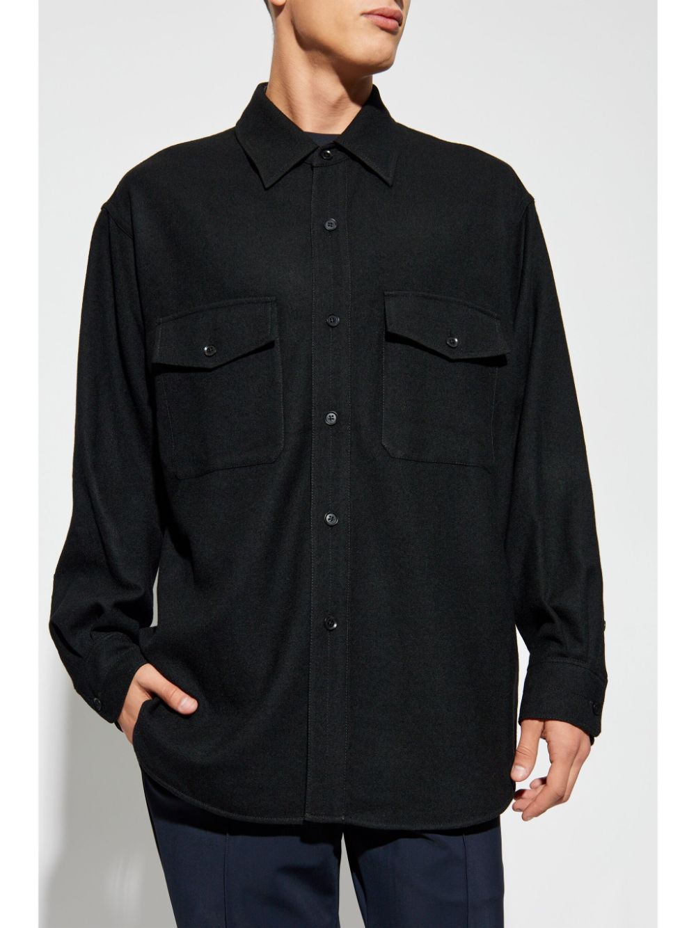 Shop Lemaire Long-sleeve Buttoned Jacket In Black