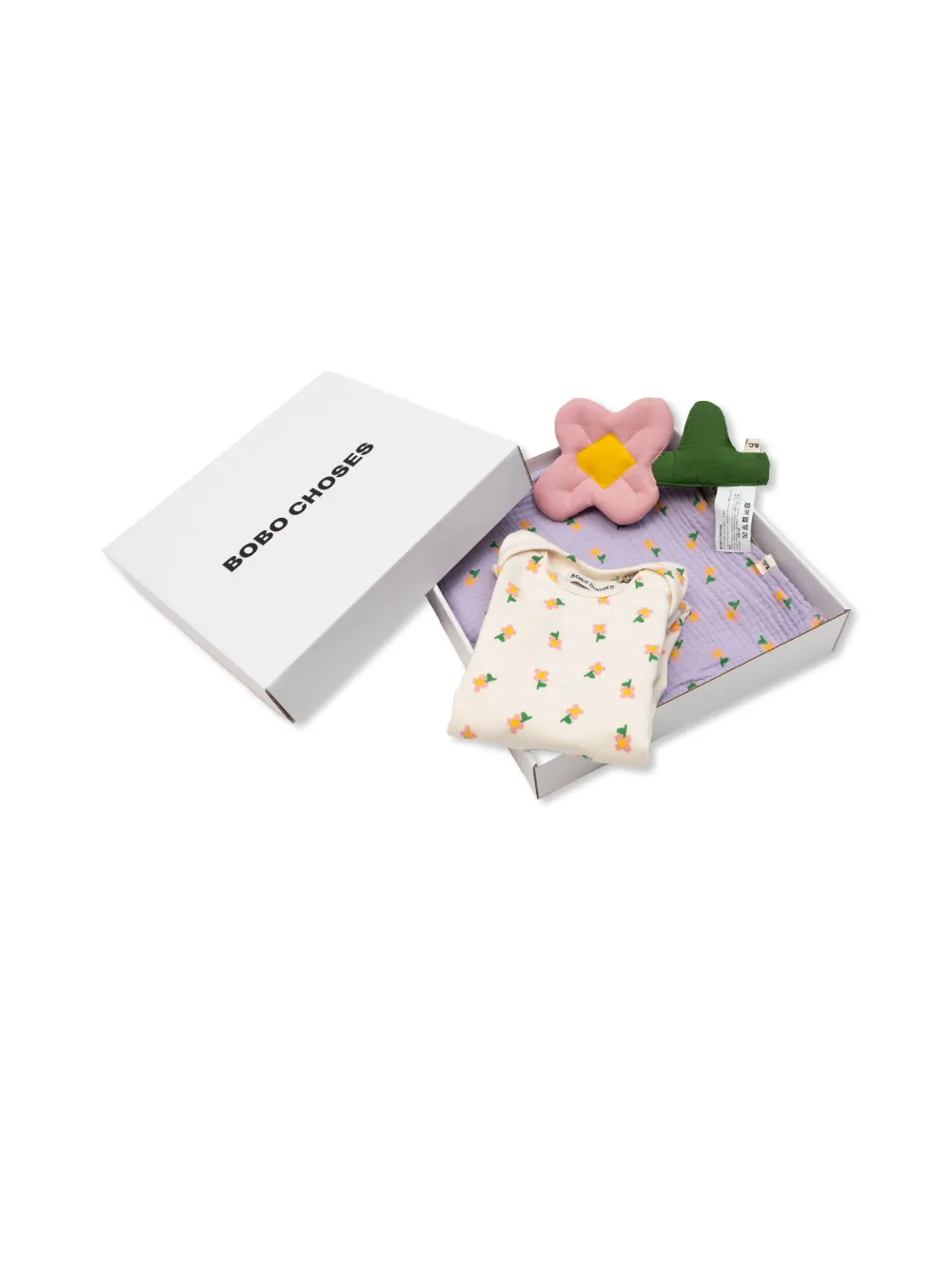 Bobo Choses Drie rompers met bloemenprint Beige