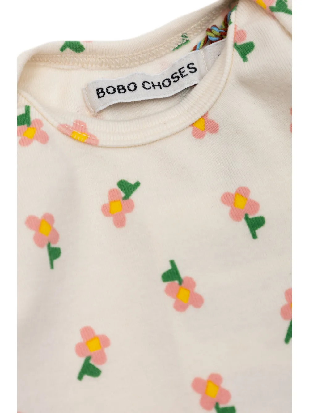 Bobo Choses Drie rompers met bloemenprint Beige