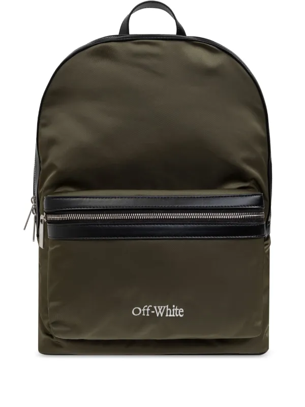 Off White logo embroidered Backpack Green FARFETCH AE