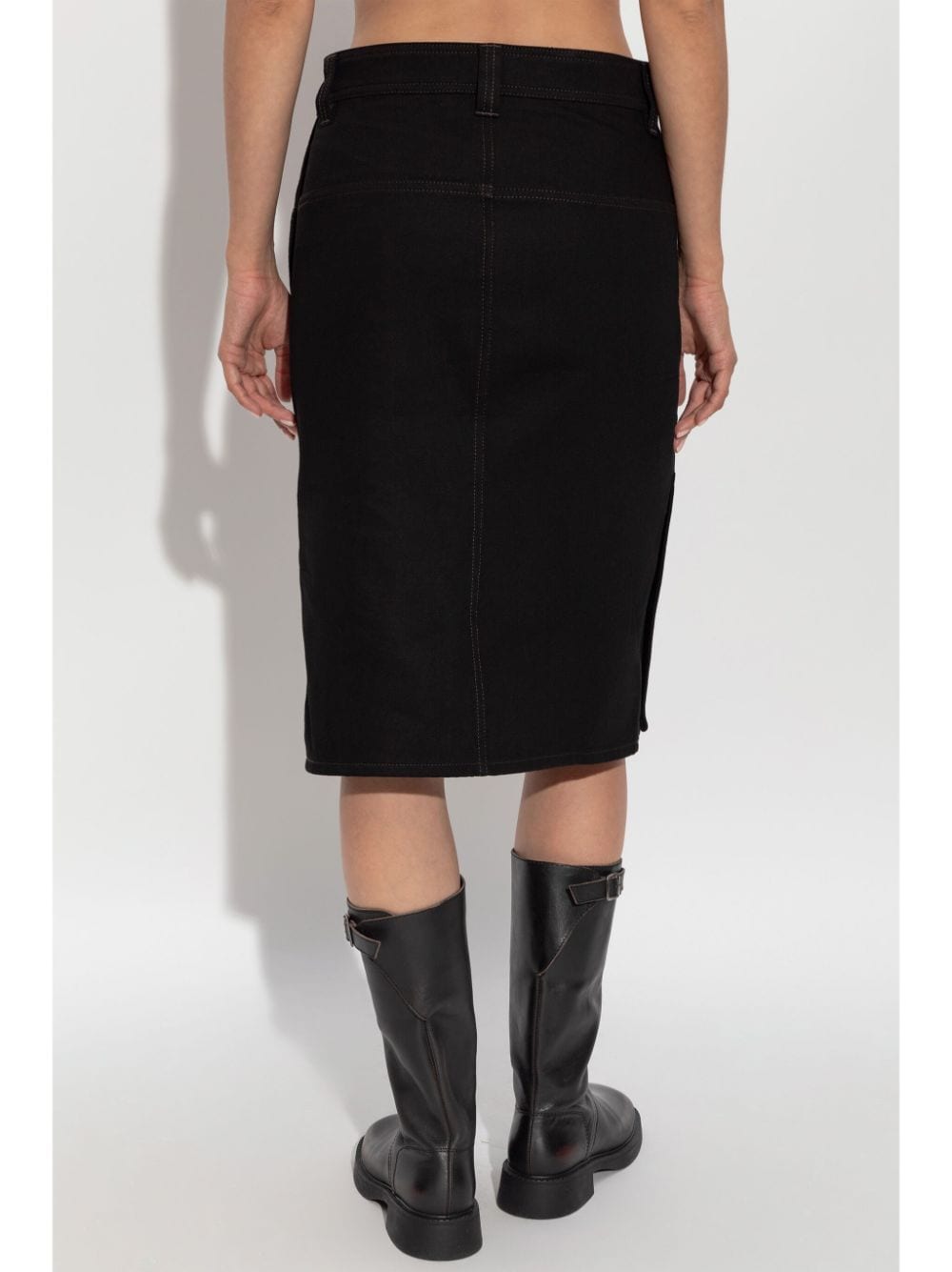 Shop Lemaire Denim Midi Skirt In Black