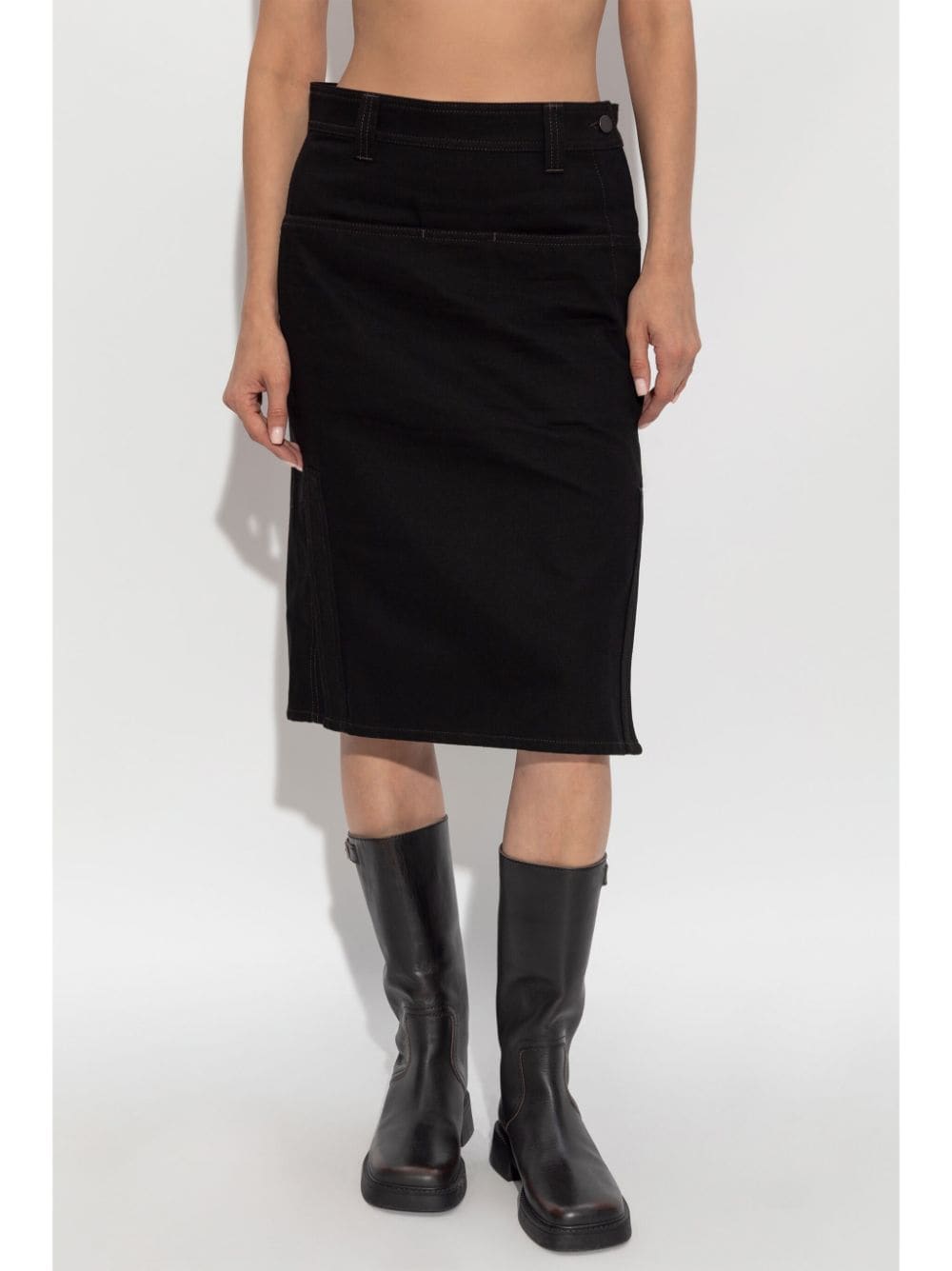 Shop Lemaire Denim Midi Skirt In Black