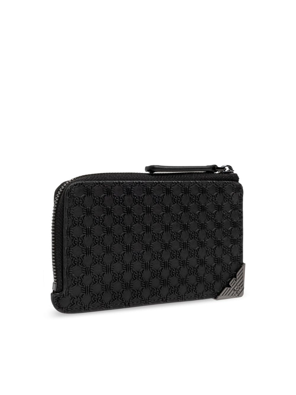 Shop Emporio Armani Embossed Monogram-pattern Wallet In 黑色