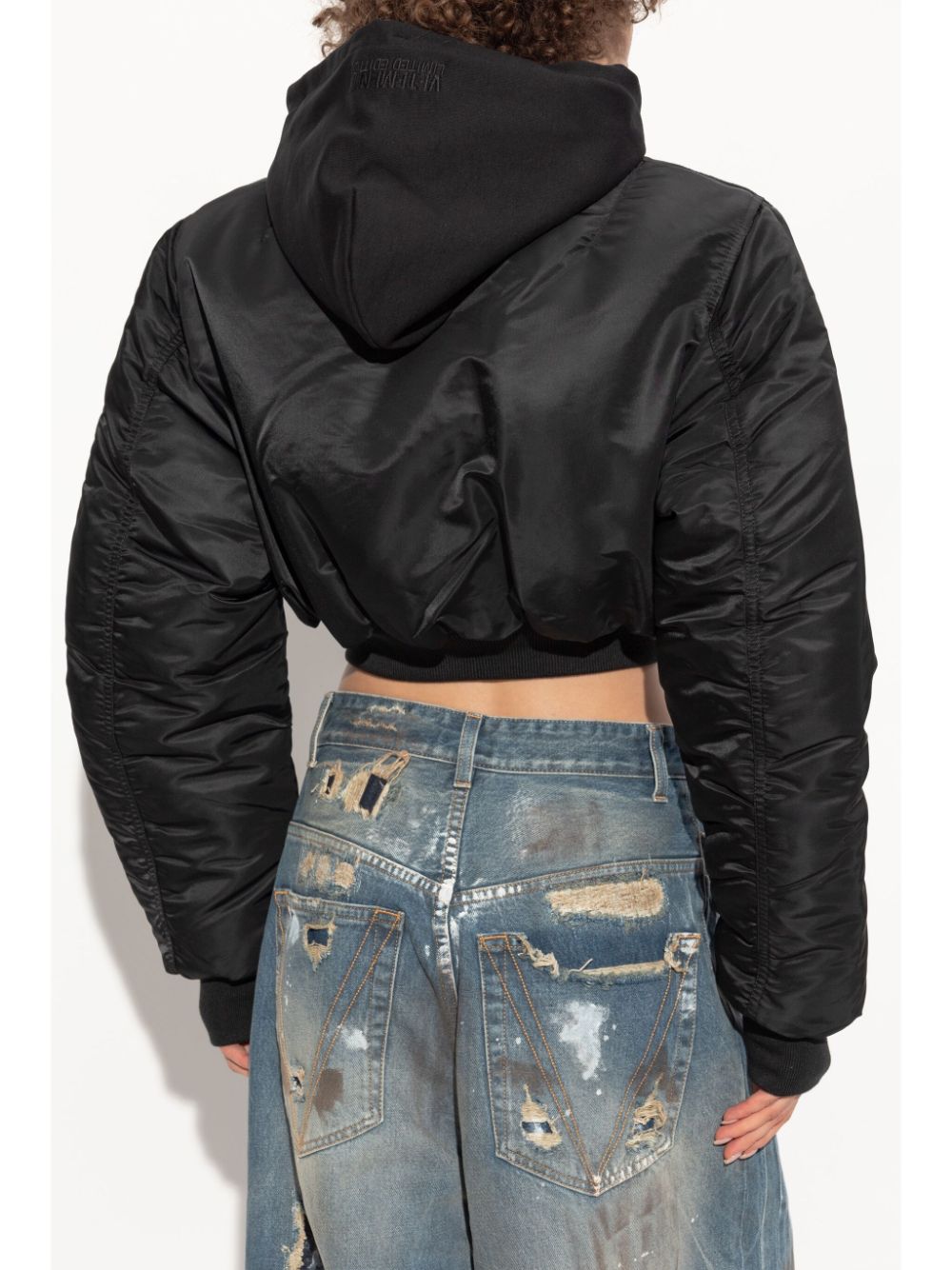 Shop Vetements Cropped Bomber Jacket In Black