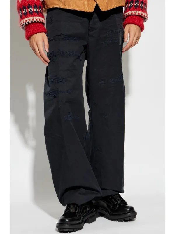 DSQUARED2 ダメージ ルーズフィットパンツ | ブルー | FARFETCH JP