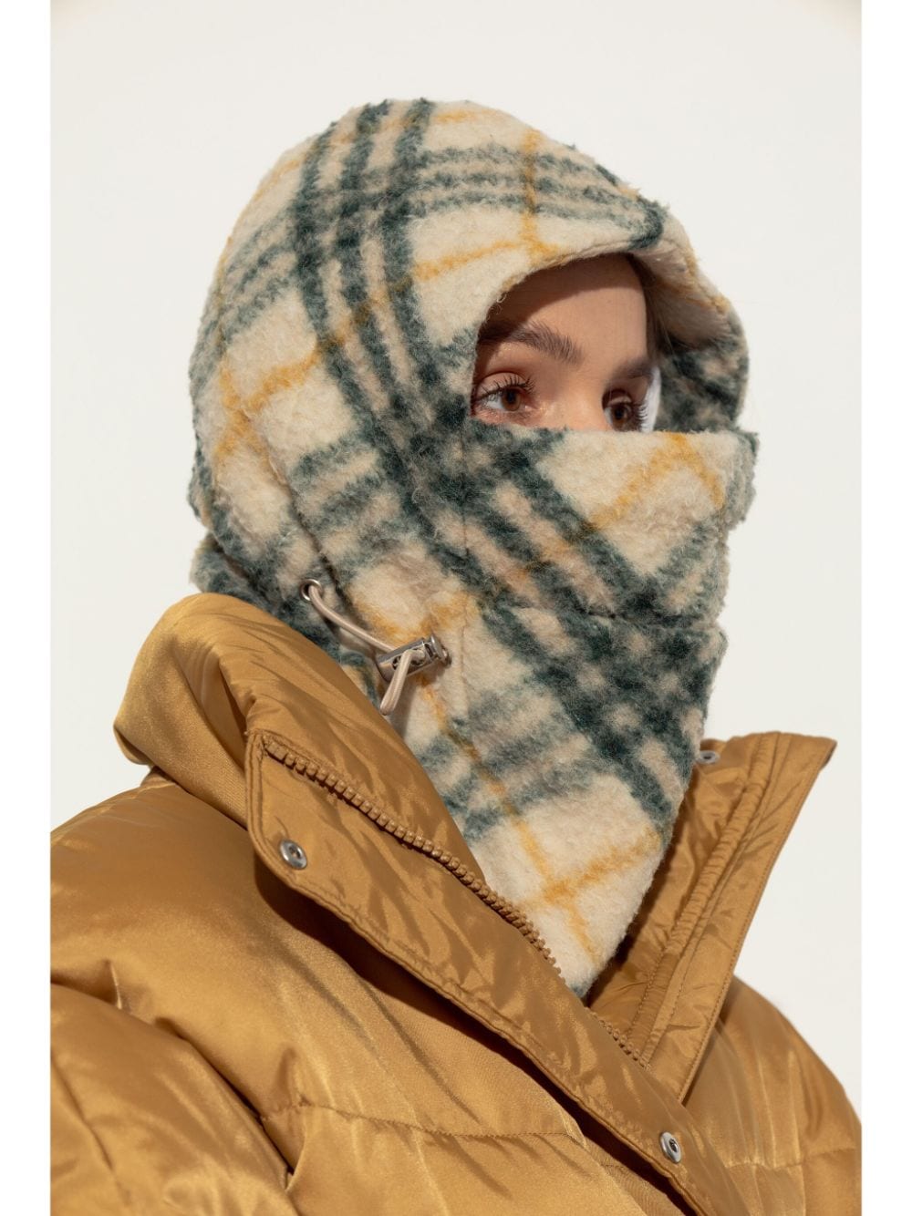 Shop Burberry Checked Balaclava In Neutrals