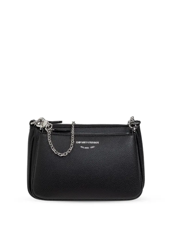 Emporio Armani Mini deer print Double Crossbody Bag Black FARFETCH AE