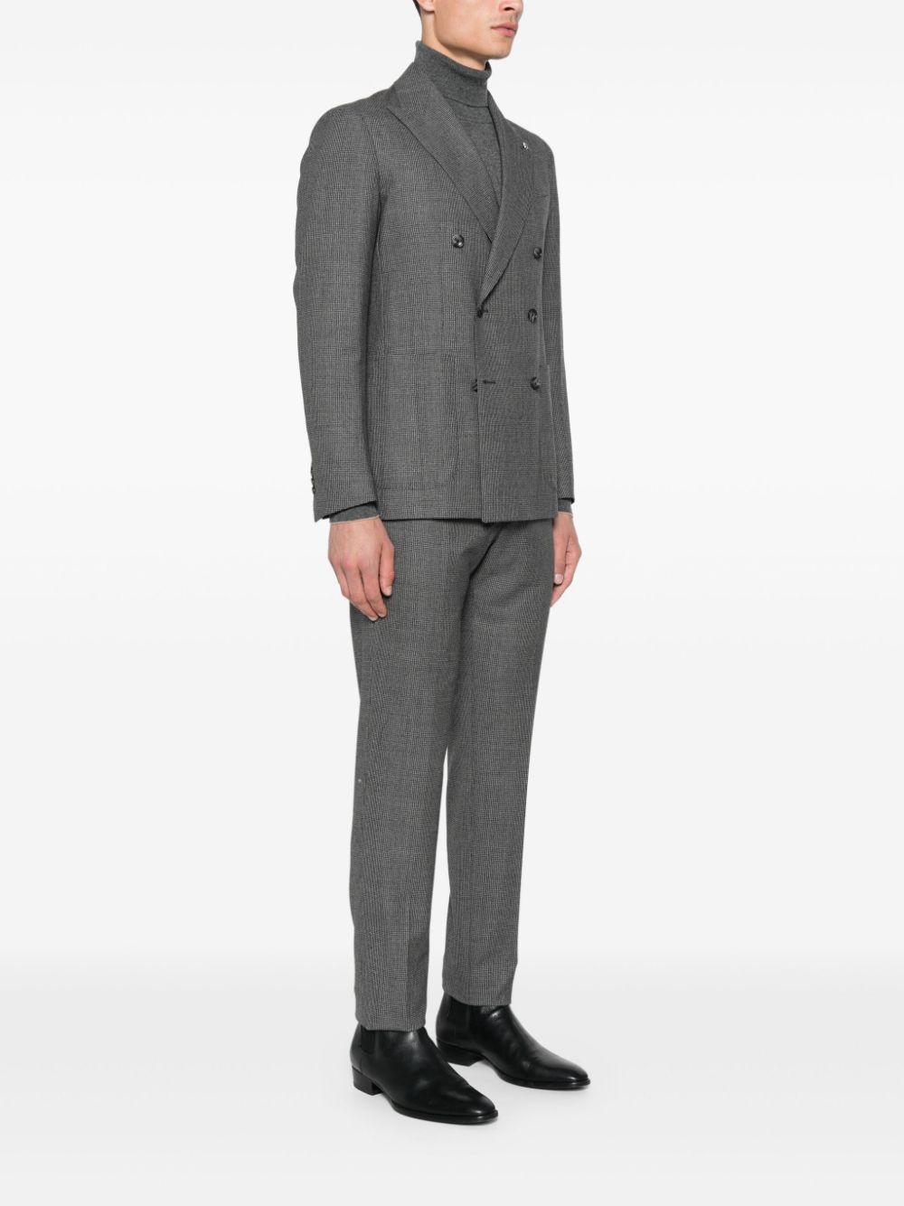 Shop Tagliatore Dogtooth-pattern Suit In Black