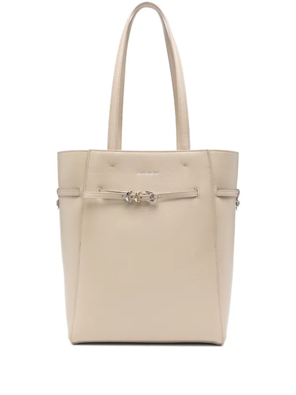 トートバッグ GIVENCHY VOYOU MINI GRAINY LEATHER TOTE BAG Givenchy 'voyou small' black tote bag with embossed logo in