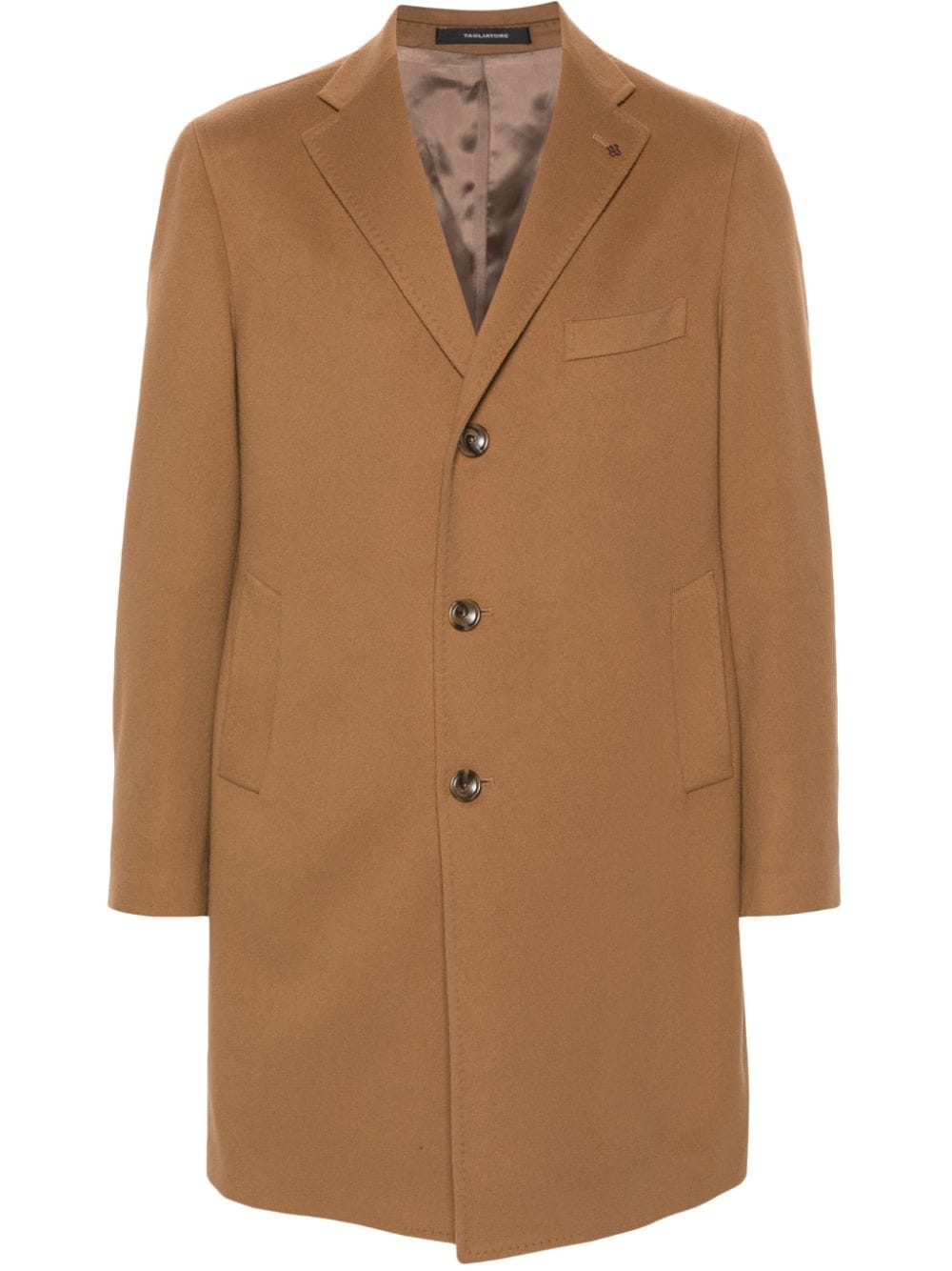 Shop Tagliatore Single-breasted Coat In Brown