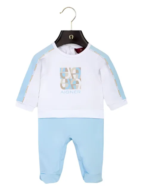 Aigner Kids logo-print cotton romper