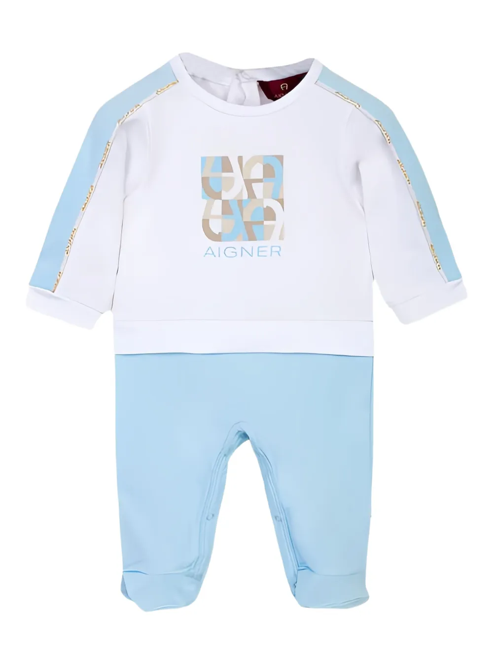 Aigner Kids logo-print cotton romper - ホワイト Aigner Kids logo-print cotton romper - ホワイト
