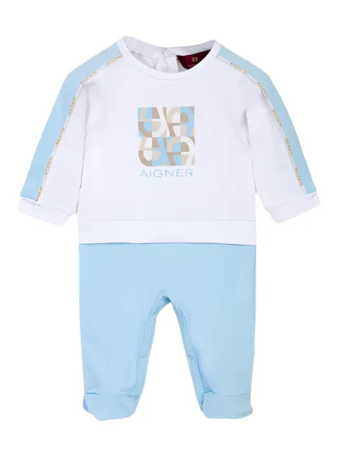 Aigner Kids logo-print cotton romper