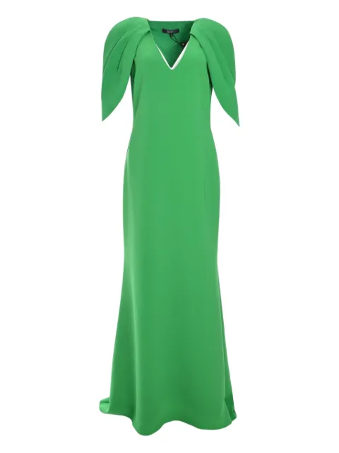 Badgley Mischka V-neck cape gown