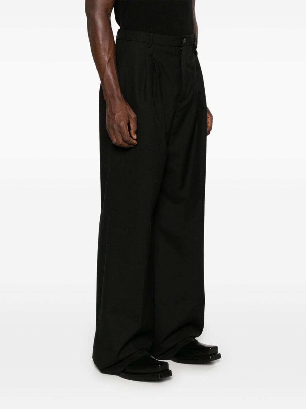 Shop Egonlab Wide-leg Trousers In Black