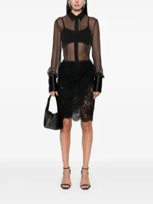 SAINT LAURENT サンローラン　 ラム　レザー レース　スカート Saint Laurent(サンローラン) スカート(レディース) - 海外通販