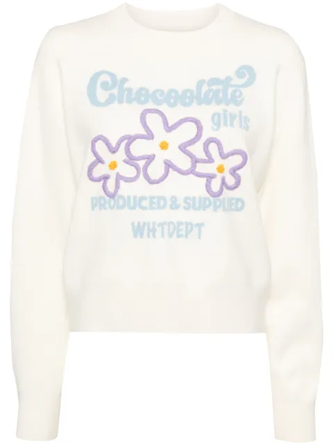 CHOCOOLATE suéter con bordado floral y cuello redondo