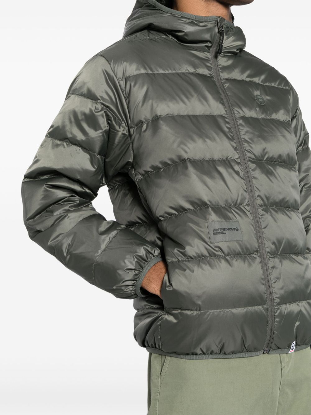 Shop Aape By A Bathing Ape Logo Down Jacket In Green