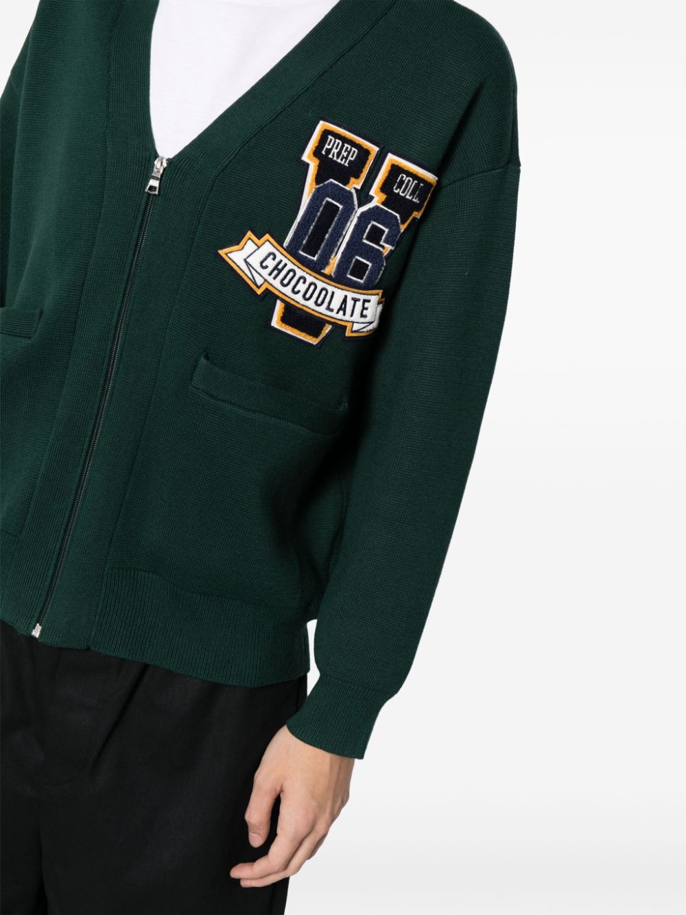 Shop Chocoolate Logo Patch Cardigan In Green